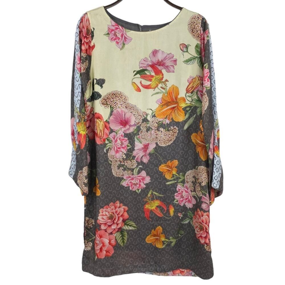 Johnny Was Silk Shift Dress Long Sleeve Floral - Picture 4 of 15
